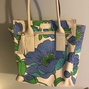 Kate Spade Cream and Blue Floral Tote